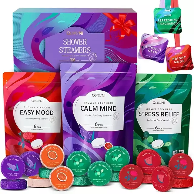 Shower Steamers Aromatherapy - 18 Pack Shower Bombs Natural Organic Essential Oils Comes with 3 Sachet, Birthday Gifts for Women, Christmas Gifts for Women, Gifts for Mom Her Grandma Sister